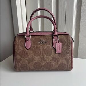 Coach Pink and Tan Signature Satchel